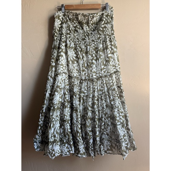 Dresses & Skirts - Dress Or Skirt Green Floral Summer‎ Adjustable Tie Stretchy